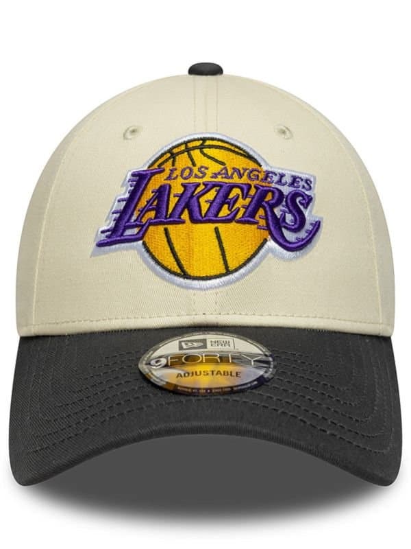 Los Angeles Lakers Color Block 9FORTY Adjustable NBA Cap Cream/Graphite thumbnail 3