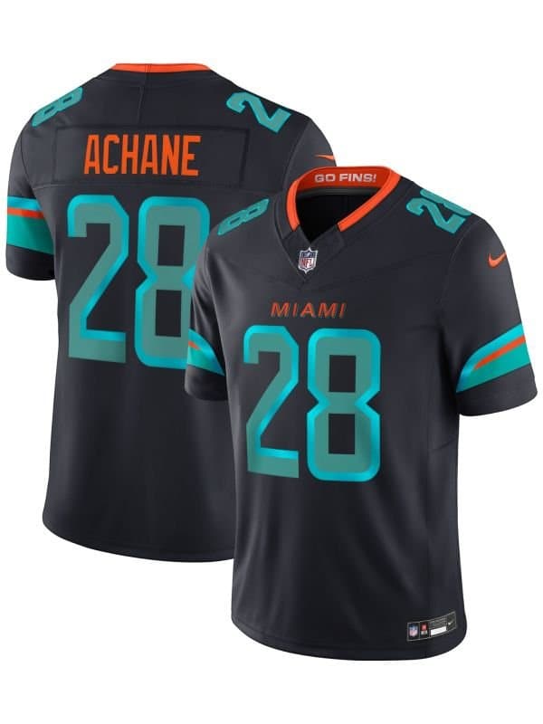 De'Von Achane #28 Miami Dolphins Rivalries Stitched Limited NFL Jersey Navy